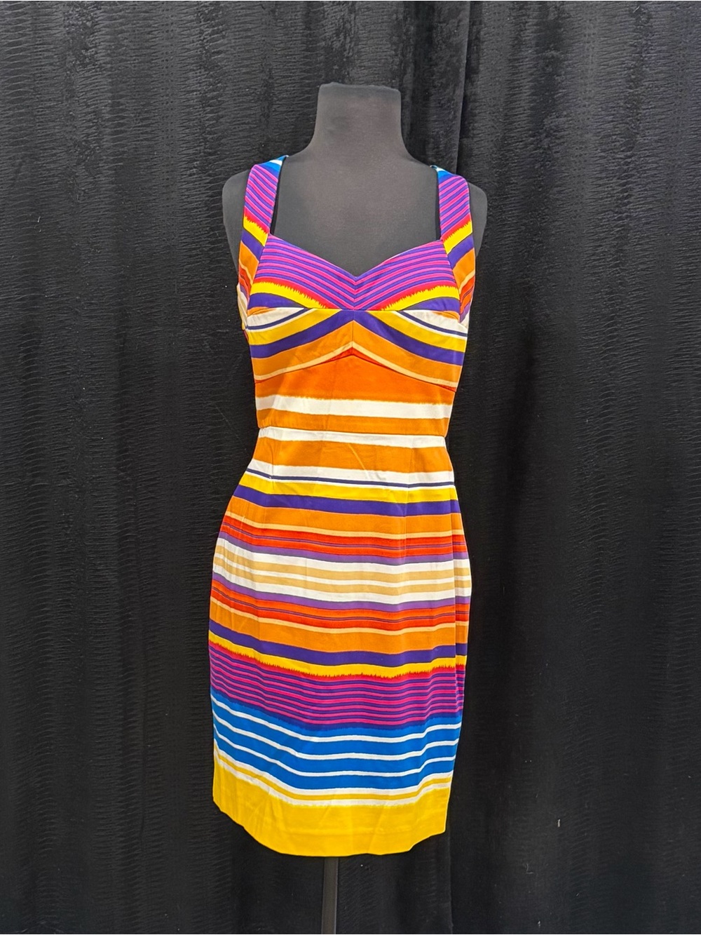 Calvin Klein Sunset Striped Sweatheart Bodycon Dress